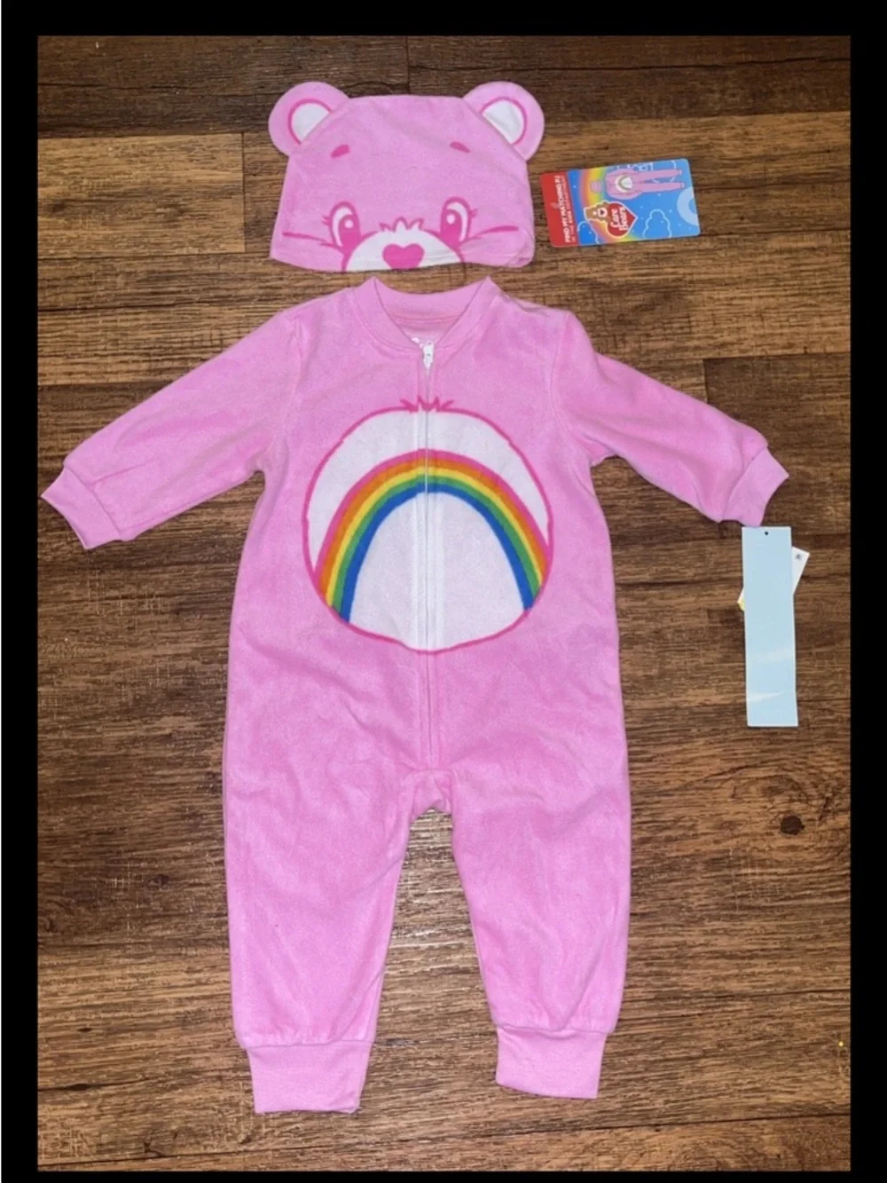 Care Bears Cheer Bear Long Sleeve Blanket Sleeper Footed Pajama Pink 12M